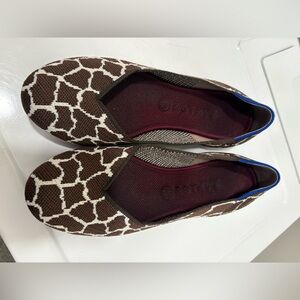 Rothy's Giraffe Print Flats in Brown and White